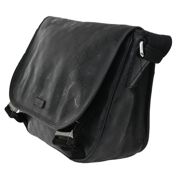 GUCCI Logo Imprime GG Pattern Shoulder Bag PVC Leather Black SHW Italy 34YH650 - Picture 2 of 16